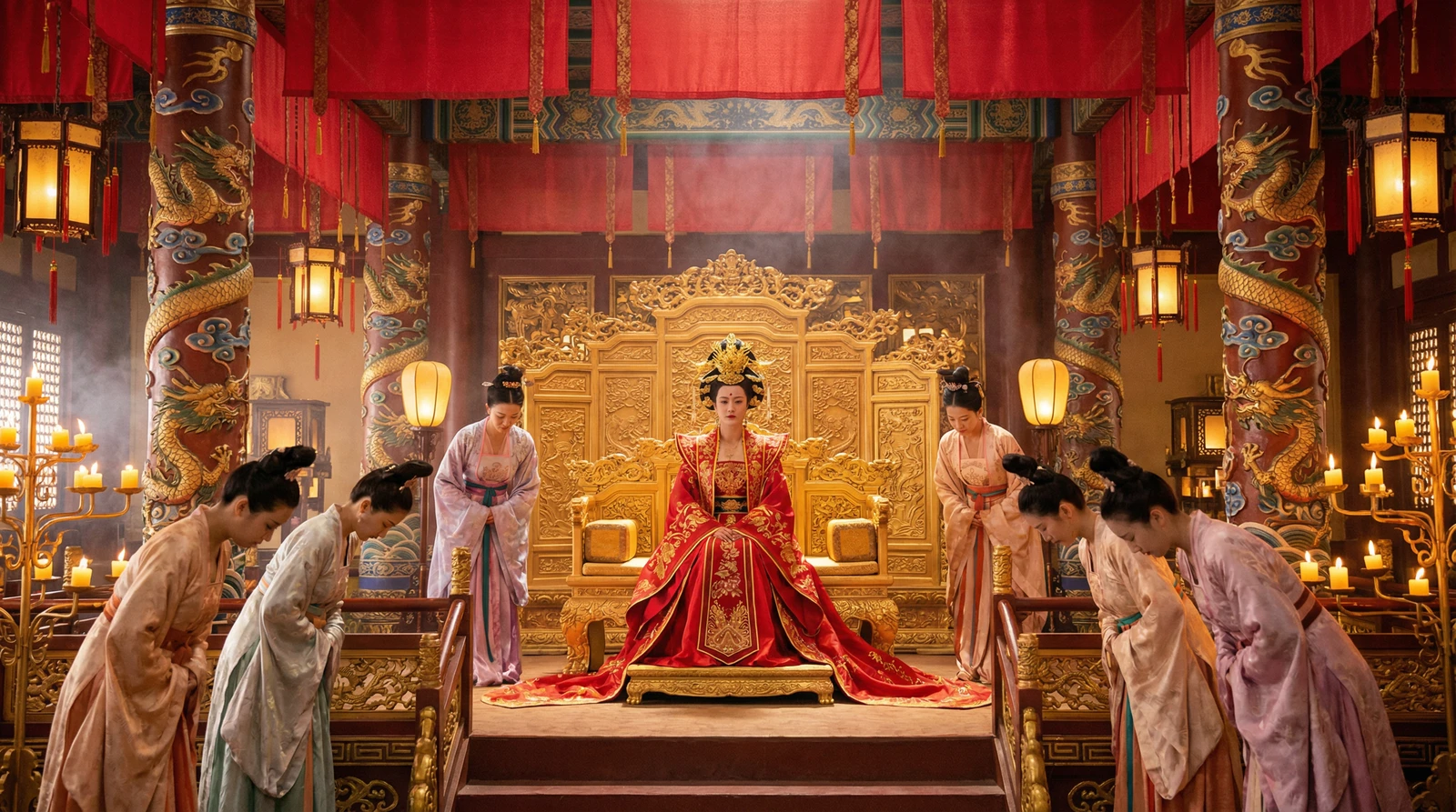 困困兔古装宫廷大戏拍摄现场皇后登基场景